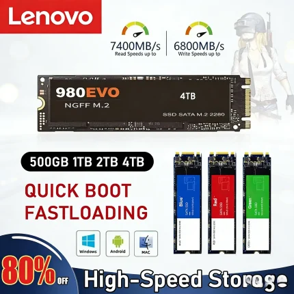 Lenovo 980Pro/990Pro M2 SSD Solid State Drive 1TB, 2TB, 4TB, PCIe 4.0 NVMe, 7400MB/s suitable for laptops and PC desktops